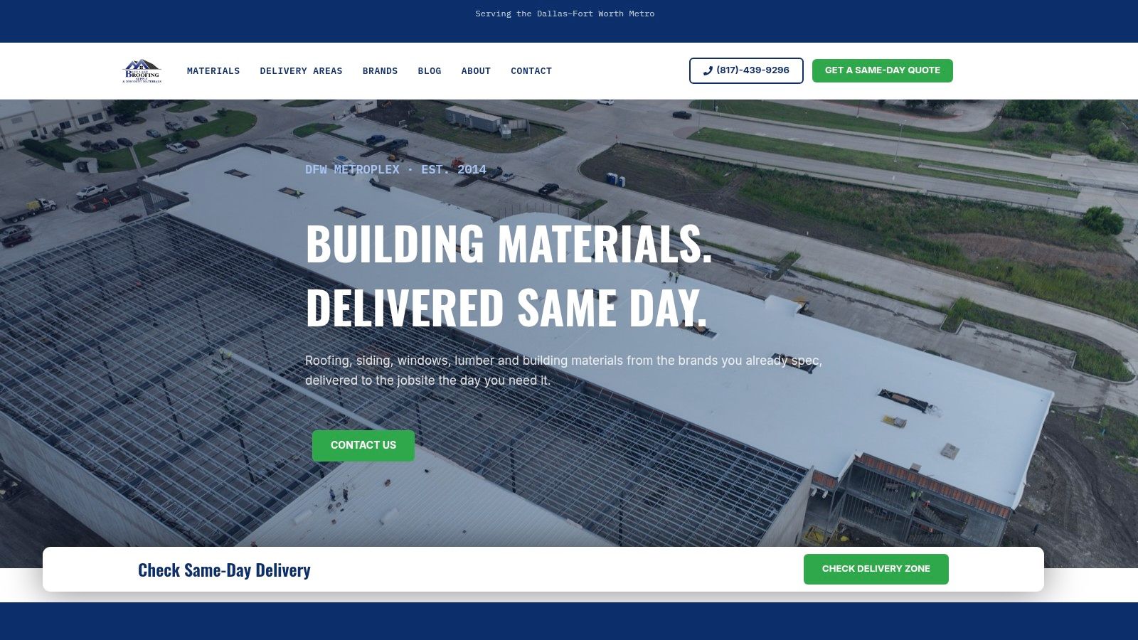 Screenshot from https://bluelakeroofingsupply.com